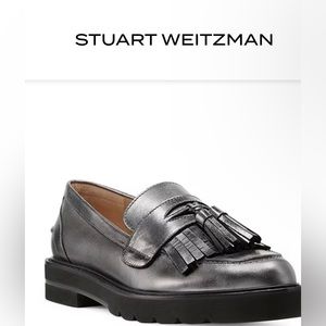 Stuart Weitzman SOHO Loafer in Gunmetal Metallic Size 10 $495